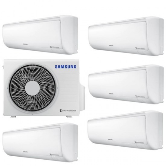Samsung Klimaanlage Cebu Multi-Set 5 Innengeräte, R32 Inverter 12 kW,  Kühlen und Heizen, bis 180 m² integriertes WiFi