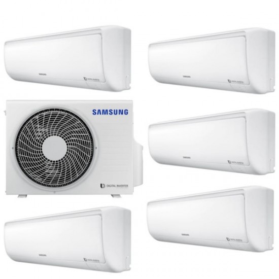 Samsung Klimaanlage Multi-Set 5 Innengeräte, R32 Inverter 12 kW, Kühlen und Heizen, bis 180 m² ...