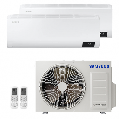 Samsung Klimaanlage Duo-Set R32 Inverter Kühlen und Heizen 2.5+3.5 kW, bis  30+50 m², Cebu mit integriertes WiFi