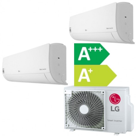 Lg Klimaanlage Duo-Set R32 Inverter Kühlen und Heizen 2.5+2.5 kW, bis 35+35 m², integriertes WiFi (Optional Luftreiniger)