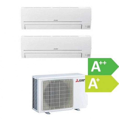 Mitsubishi Klimaanlage Duo-Set R32 Inverter Kühlen und Heizen 2.5+3.5 kW, bis 30+50 m² (Optional WiFi)